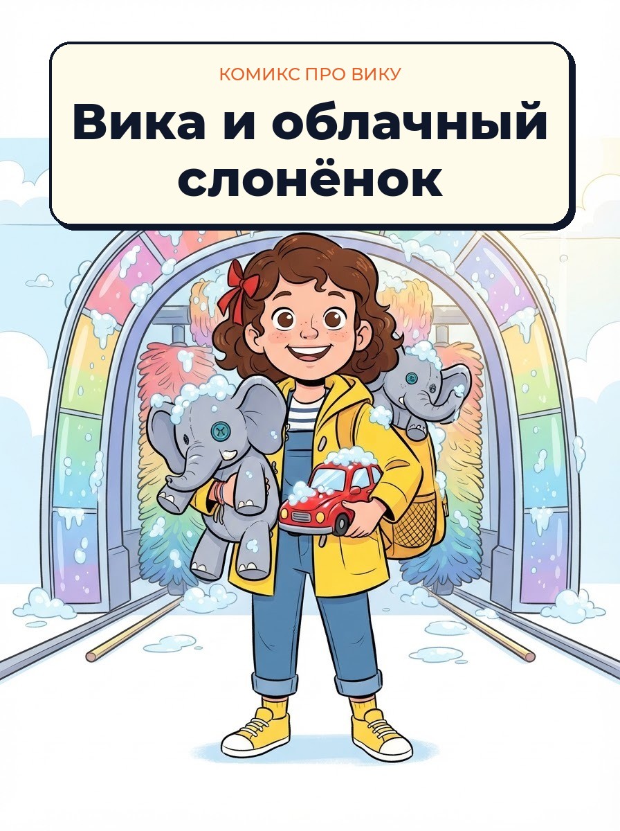Обложка комикса «Вика и облачный слонёнок»