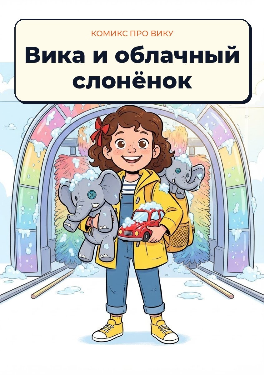 Обложка комикса «Вика и облачный слонёнок»