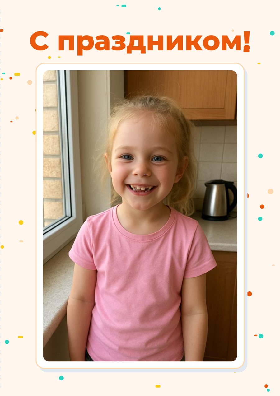 Лицевая сторона складной открытки с фото